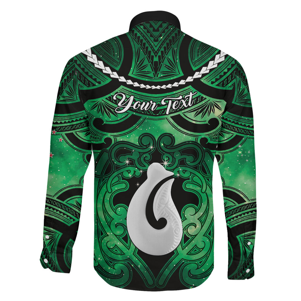 Personalised Maori Matariki Hei Matau Kakariki Family Matching Off Shoulder Maxi Dress and Hawaiian Shirt Maori Kowhaiwhai Pattern Galaxy LT01 - Polynesian Pride