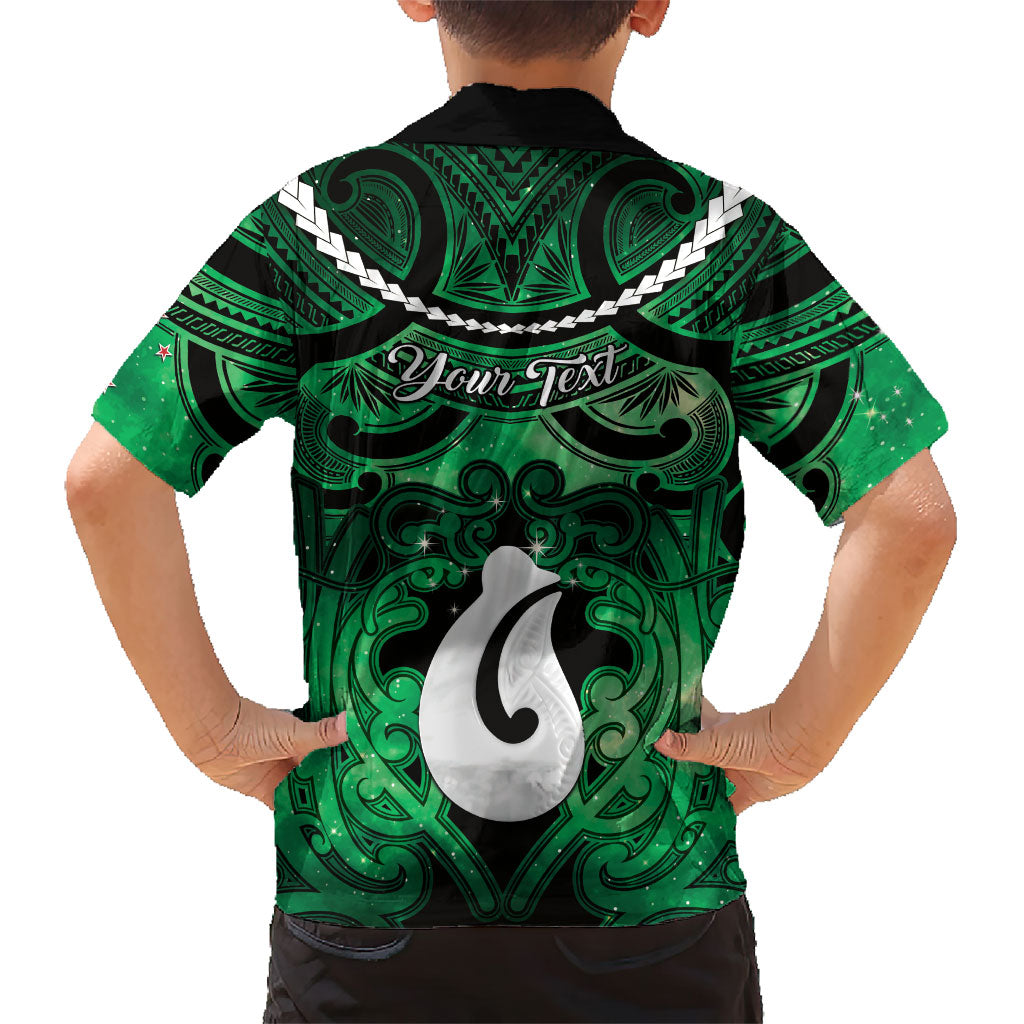 Personalised Maori Matariki Hei Matau Kakariki Family Matching Short Sleeve Bodycon Dress and Hawaiian Shirt Maori Kowhaiwhai Pattern Galaxy LT01 - Polynesian Pride