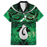 Personalised Maori Matariki Hei Matau Kakariki Family Matching Summer Maxi Dress and Hawaiian Shirt Maori Kowhaiwhai Pattern Galaxy LT01 Dad's Shirt - Short Sleeve Green - Polynesian Pride
