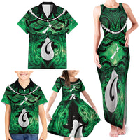 Personalised Maori Matariki Hei Matau Kakariki Family Matching Tank Maxi Dress and Hawaiian Shirt Maori Kowhaiwhai Pattern Galaxy LT01 - Polynesian Pride