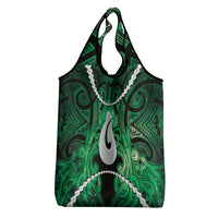 Maori Matariki Hei Matau Kakariki Grocery Bag Maori Kowhaiwhai Pattern Galaxy