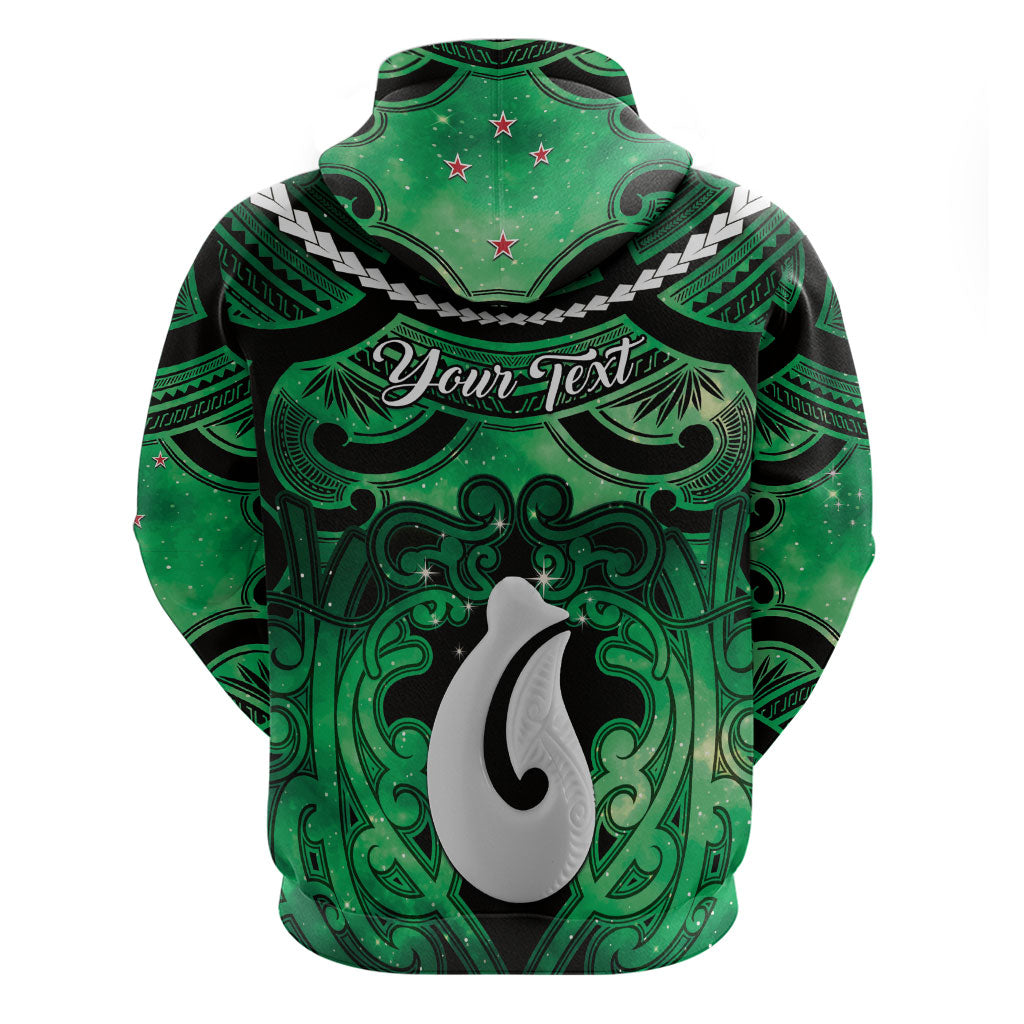 Personalised Maori Matariki Hei Matau Kakariki Hoodie Maori Kowhaiwhai Pattern Galaxy