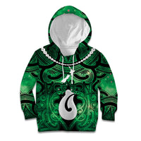 Personalised Maori Matariki Hei Matau Kakariki Kid Hoodie Maori Kowhaiwhai Pattern Galaxy LT01 Hoodie Green - Polynesian Pride