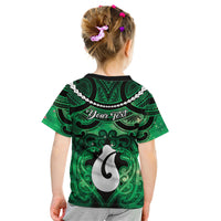 Personalised Maori Matariki Hei Matau Kakariki Kid T Shirt Maori Kowhaiwhai Pattern Galaxy