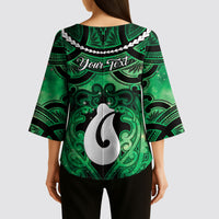 Personalised Maori Matariki Hei Matau Kakariki Kimono Sleeve Blouse Maori Kowhaiwhai Pattern Galaxy