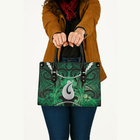 Maori Matariki Hei Matau Kakariki Leather Bag Maori Kowhaiwhai Pattern Galaxy