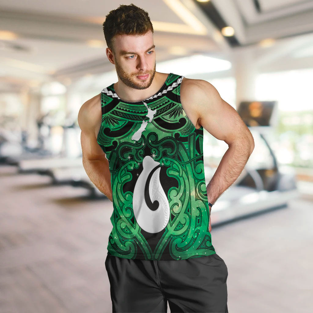 Personalised Maori Matariki Hei Matau Kakariki Men Tank Top Maori Kowhaiwhai Pattern Galaxy