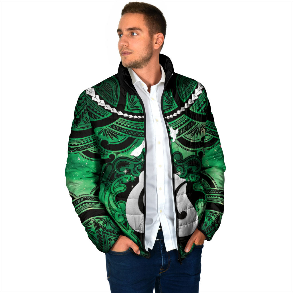Personalised Maori Matariki Hei Matau Kakariki Padded Jacket Maori Kowhaiwhai Pattern Galaxy