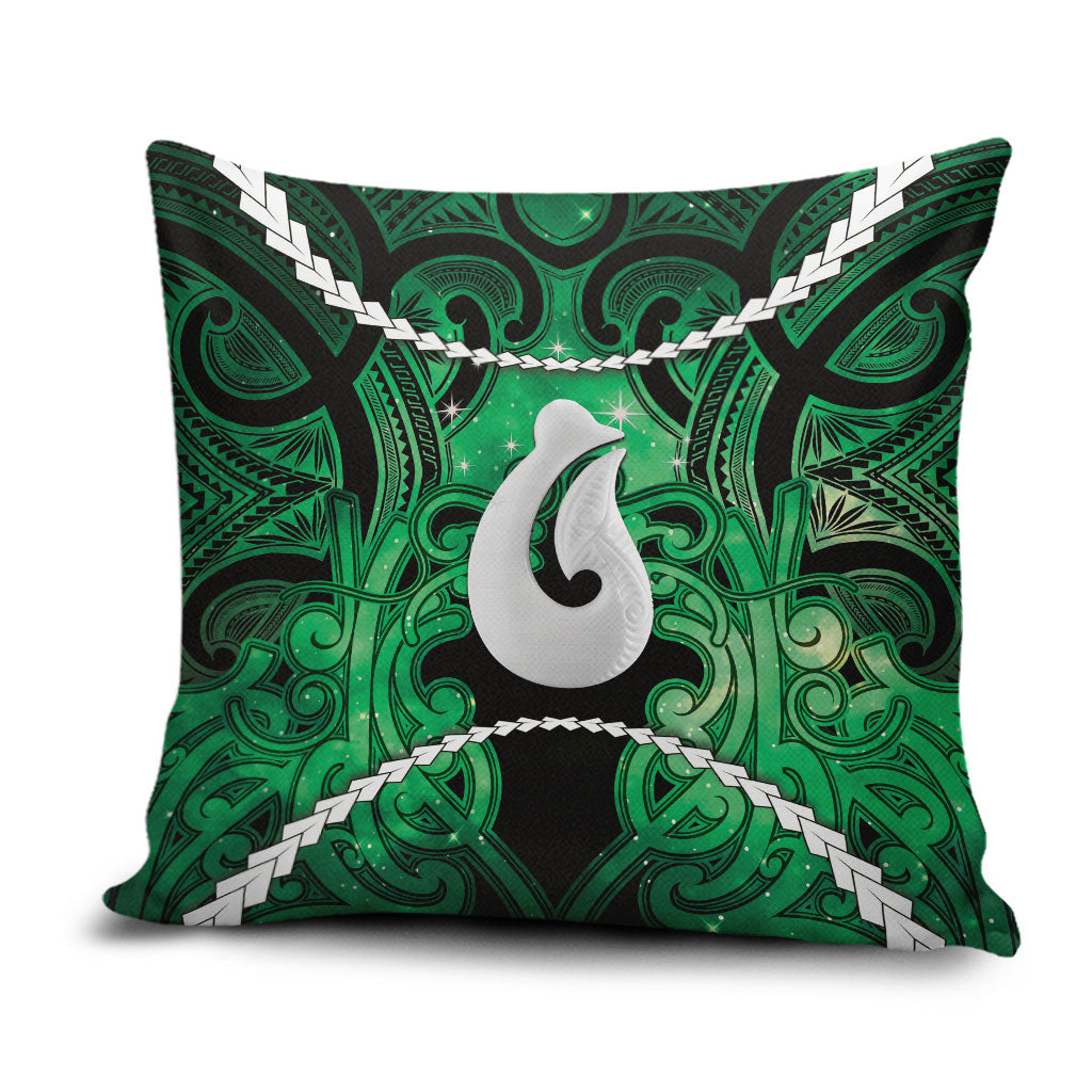 Maori Matariki Hei Matau Kakariki Pillow Cover Maori Kowhaiwhai Pattern Galaxy