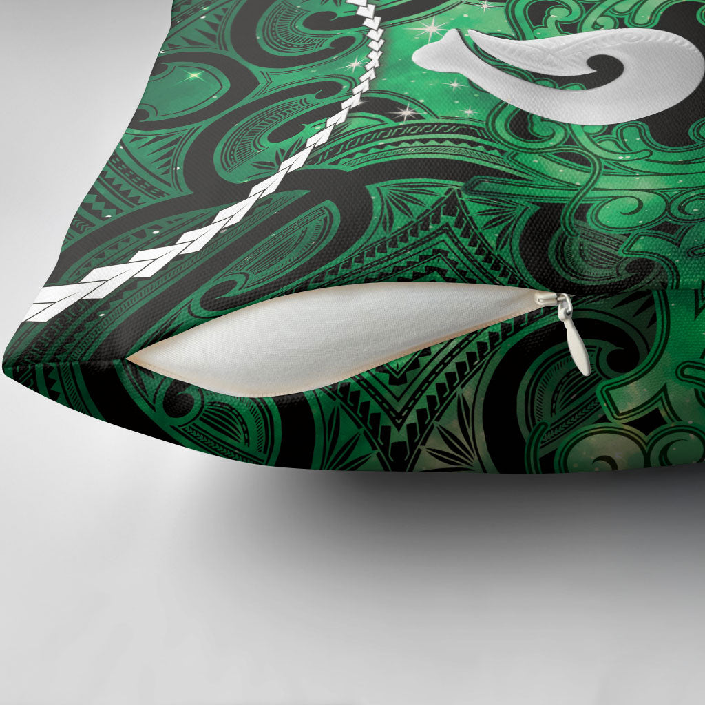Maori Matariki Hei Matau Kakariki Pillow Cover Maori Kowhaiwhai Pattern Galaxy