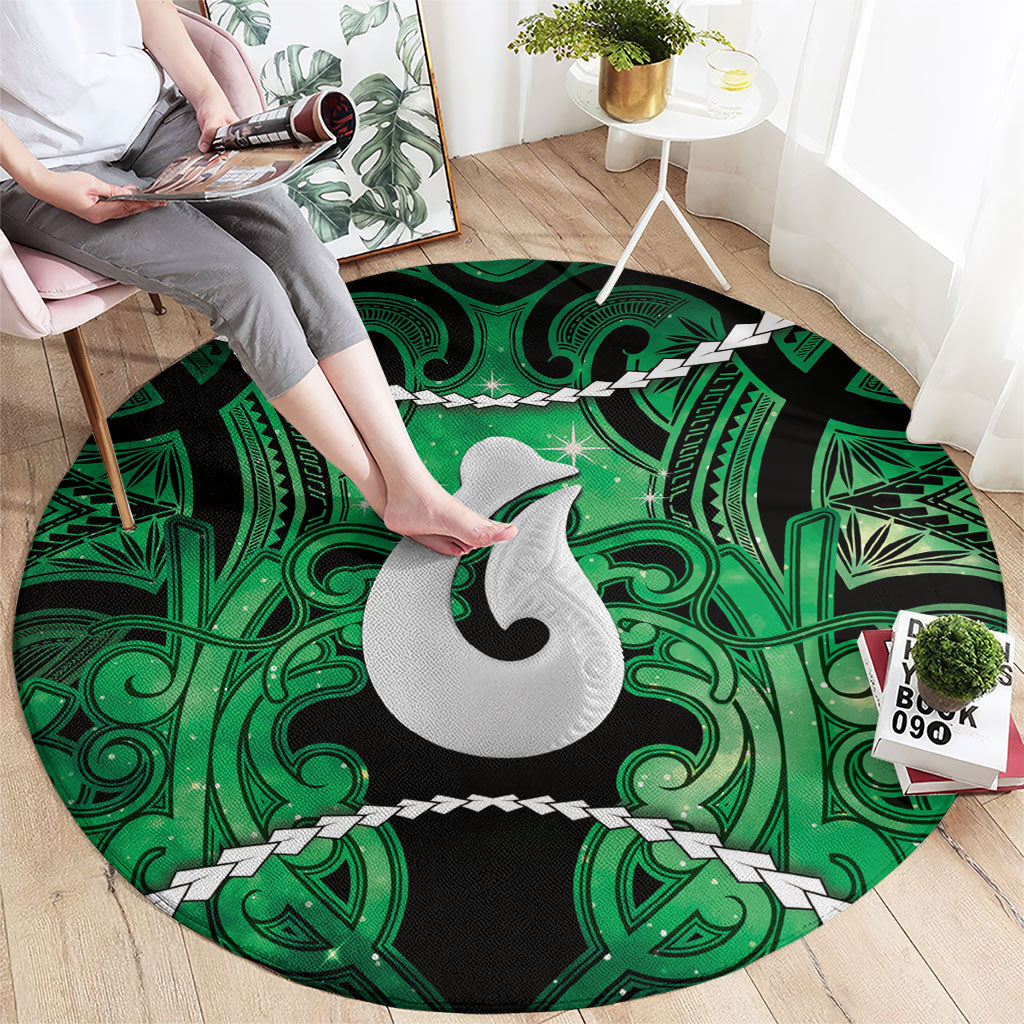 Maori Matariki Hei Matau Kakariki Round Carpet Maori Kowhaiwhai Pattern Galaxy
