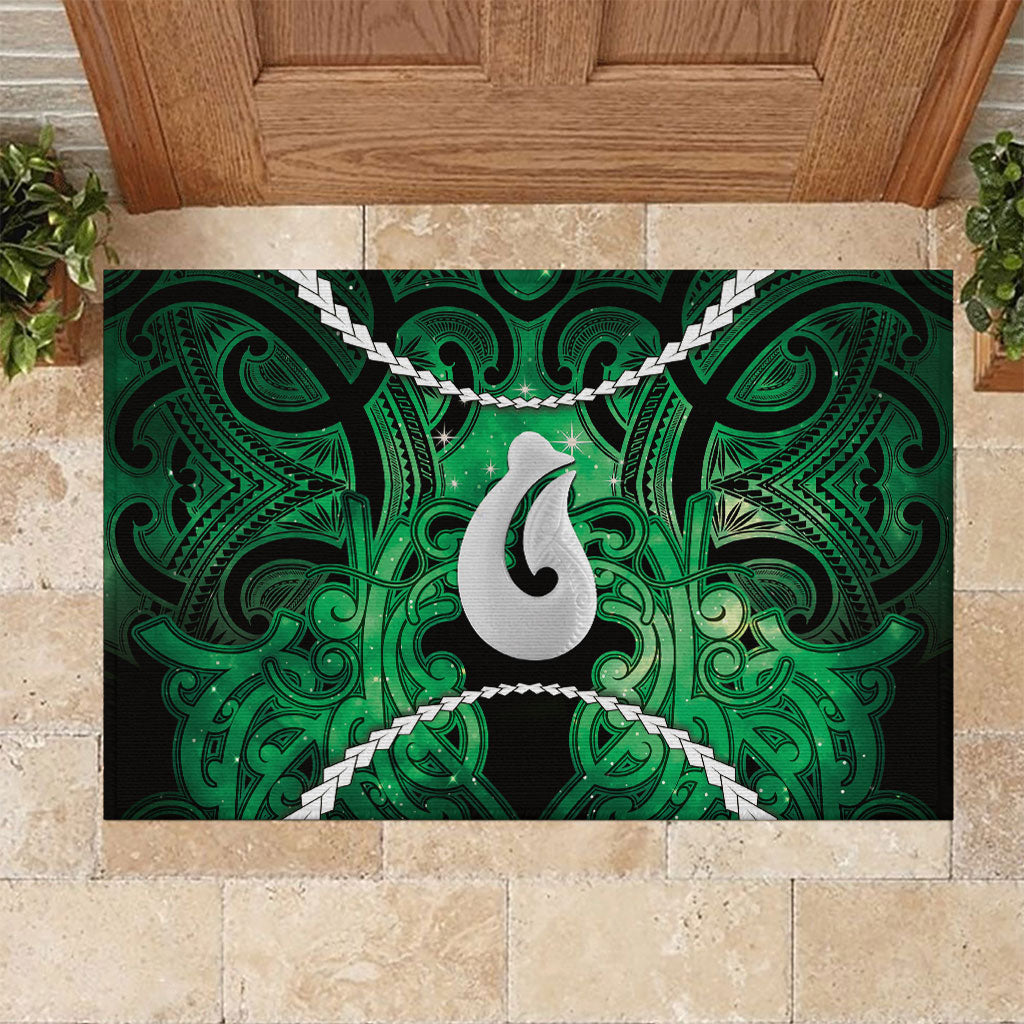 Maori Matariki Hei Matau Kakariki Rubber Doormat Maori Kowhaiwhai Pattern Galaxy