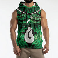 Personalised Maori Matariki Hei Matau Kakariki Sleeveless Hoodie Maori Kowhaiwhai Pattern Galaxy LT01 - Polynesian Pride