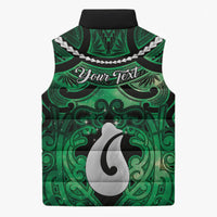 Personalised Maori Matariki Hei Matau Kakariki Sleeveless Puffer Jacket Maori Kowhaiwhai Pattern Galaxy