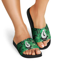 Maori Matariki Hei Matau Kakariki Slide Sandals Maori Kowhaiwhai Pattern Galaxy