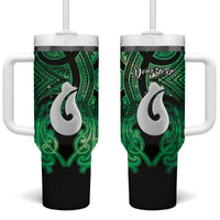 Personalised Maori Matariki Hei Matau Kakariki Tumbler With Handle Maori Kowhaiwhai Pattern Galaxy