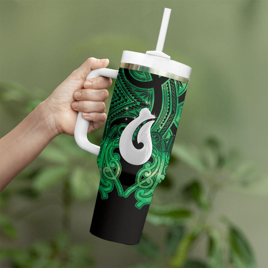Personalised Maori Matariki Hei Matau Kakariki Tumbler With Handle Maori Kowhaiwhai Pattern Galaxy