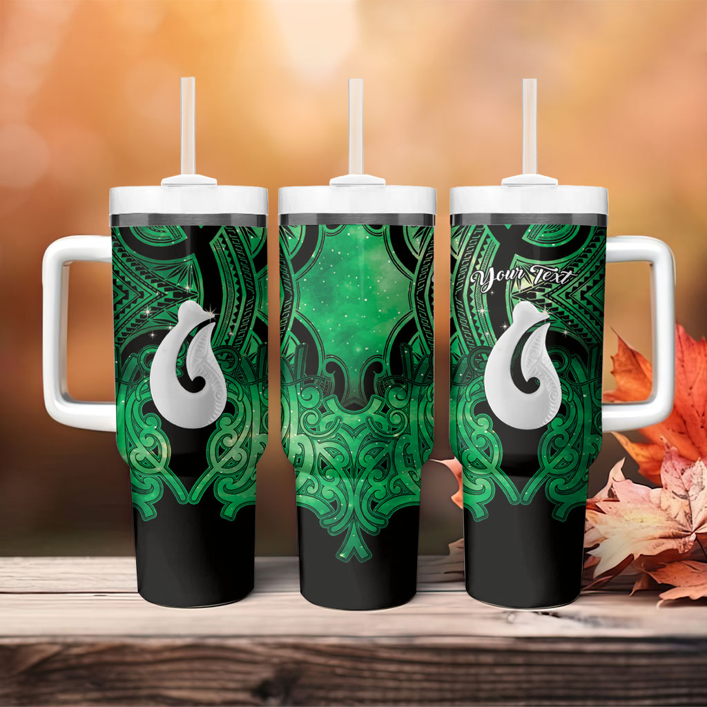 Personalised Maori Matariki Hei Matau Kakariki Tumbler With Handle Maori Kowhaiwhai Pattern Galaxy