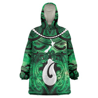 Personalised Maori Matariki Hei Matau Kakariki Wearable Blanket Hoodie Maori Kowhaiwhai Pattern Galaxy