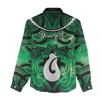 Personalised Maori Matariki Hei Matau Kakariki Women Casual Shirt Maori Kowhaiwhai Pattern Galaxy