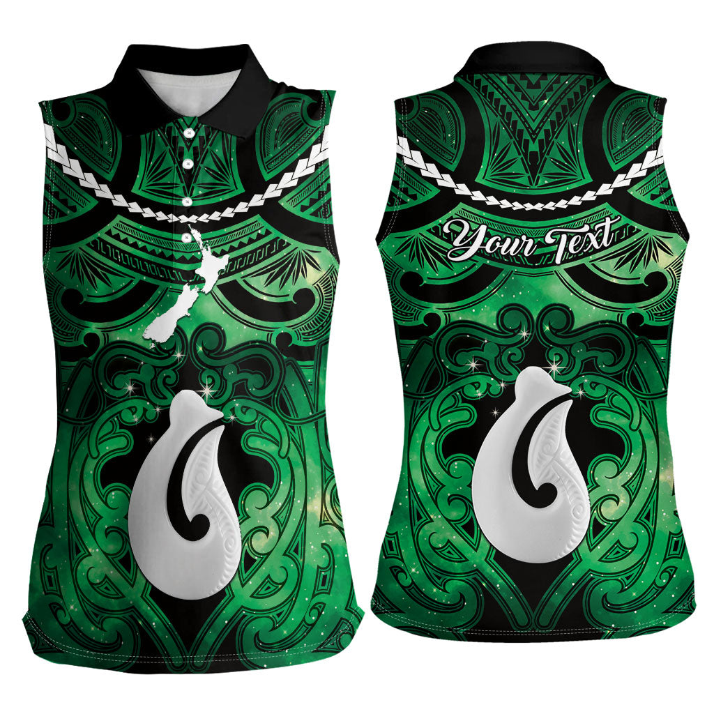 Personalised Maori Matariki Hei Matau Kakariki Women Sleeveless Polo Shirt Maori Kowhaiwhai Pattern Galaxy