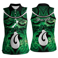 Personalised Maori Matariki Hei Matau Kakariki Women Sleeveless Polo Shirt Maori Kowhaiwhai Pattern Galaxy