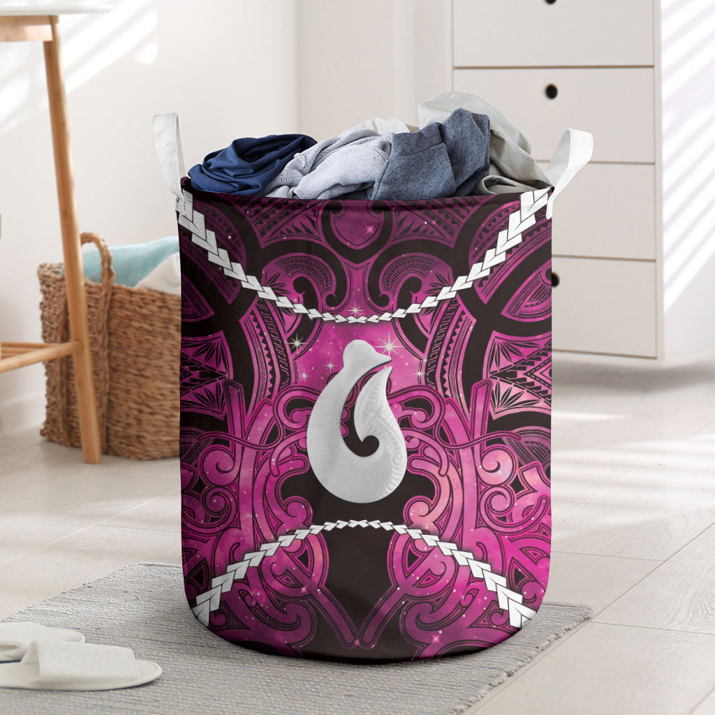 Maori Matariki Hei Matau Mawhero Laundry Basket Maori Kowhaiwhai Pattern Galaxy