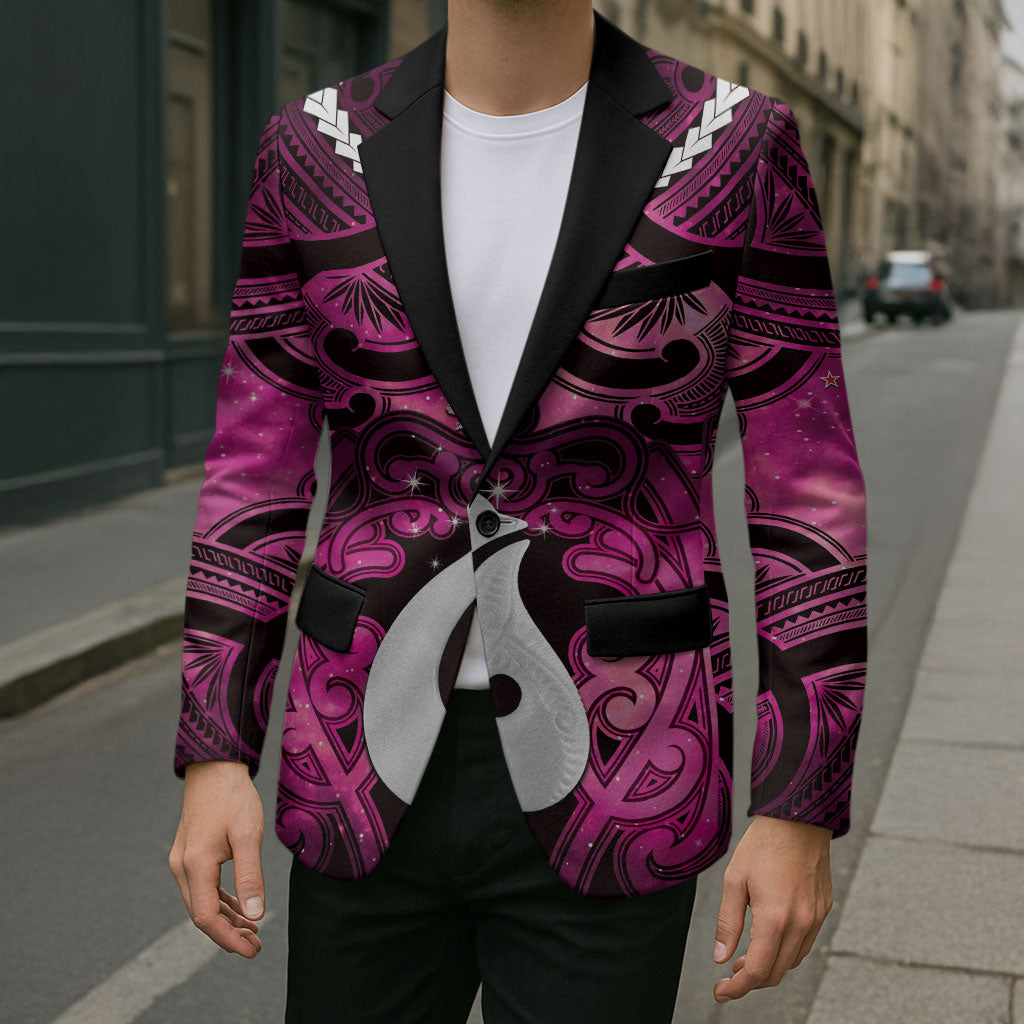 Personalised Maori Matariki Hei Matau Mawhero Blazer Maori Kowhaiwhai Pattern Galaxy