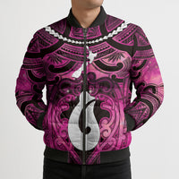 Personalised Maori Matariki Hei Matau Mawhero Bomber Puffer Jacket Maori Kowhaiwhai Pattern Galaxy