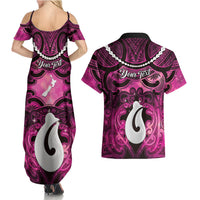 Personalised Maori Matariki Hei Matau Mawhero Couples Matching Summer Maxi Dress and Hawaiian Shirt Maori Kowhaiwhai Pattern Galaxy LT01 - Polynesian Pride