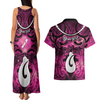 Personalised Maori Matariki Hei Matau Mawhero Couples Matching Tank Maxi Dress and Hawaiian Shirt Maori Kowhaiwhai Pattern Galaxy LT01 - Polynesian Pride