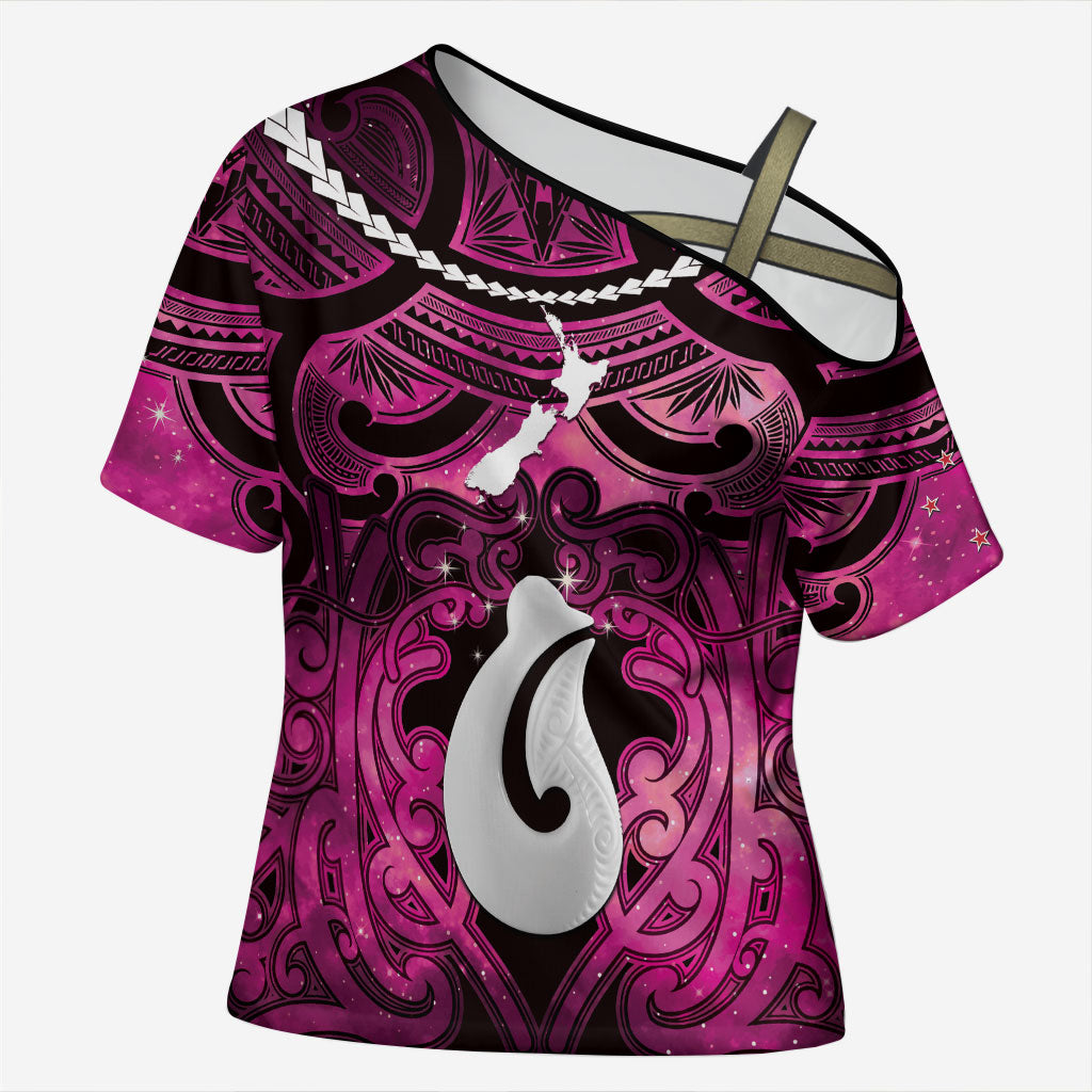 Personalised Maori Matariki Hei Matau Mawhero Cross Shoulder Shirt Maori Kowhaiwhai Pattern Galaxy