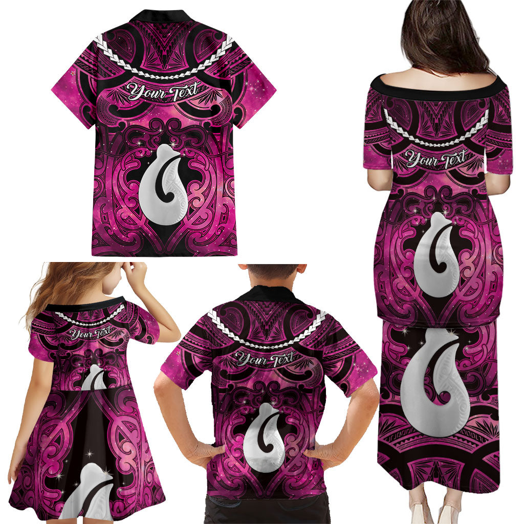 Personalised Maori Matariki Hei Matau Mawhero Family Matching Puletasi and Hawaiian Shirt Maori Kowhaiwhai Pattern Galaxy LT01 - Polynesian Pride