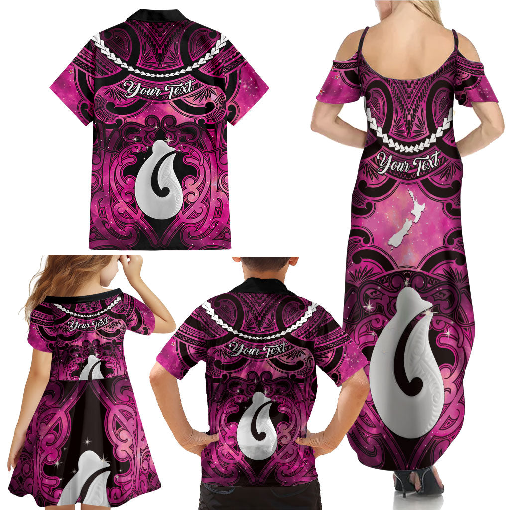 Personalised Maori Matariki Hei Matau Mawhero Family Matching Summer Maxi Dress and Hawaiian Shirt Maori Kowhaiwhai Pattern Galaxy LT01 - Polynesian Pride