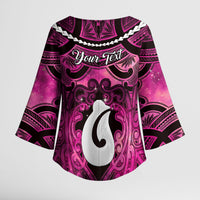 Personalised Maori Matariki Hei Matau Mawhero Kimono Sleeve Blouse Maori Kowhaiwhai Pattern Galaxy