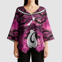 Personalised Maori Matariki Hei Matau Mawhero Kimono Sleeve Blouse Maori Kowhaiwhai Pattern Galaxy