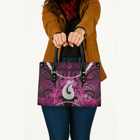 Maori Matariki Hei Matau Mawhero Leather Bag Maori Kowhaiwhai Pattern Galaxy
