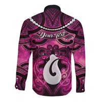 Personalised Maori Matariki Hei Matau Mawhero Long Sleeve Button Shirt Maori Kowhaiwhai Pattern Galaxy