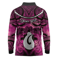 Personalised Maori Matariki Hei Matau Mawhero Long Sleeve Polo Shirt Maori Kowhaiwhai Pattern Galaxy
