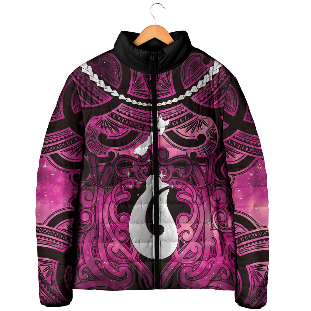 Personalised Maori Matariki Hei Matau Mawhero Padded Jacket Maori Kowhaiwhai Pattern Galaxy