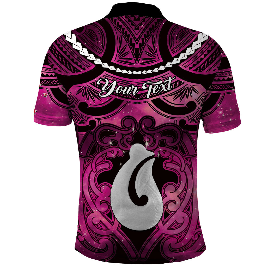 Personalised Maori Matariki Hei Matau Mawhero Polo Shirt Maori Kowhaiwhai Pattern Galaxy