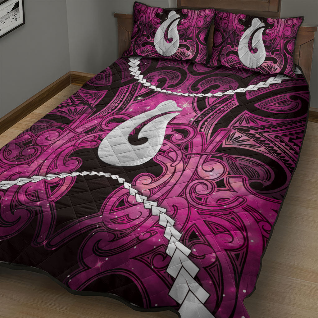 Maori Matariki Hei Matau Mawhero Quilt Bed Set Maori Kowhaiwhai Pattern Galaxy