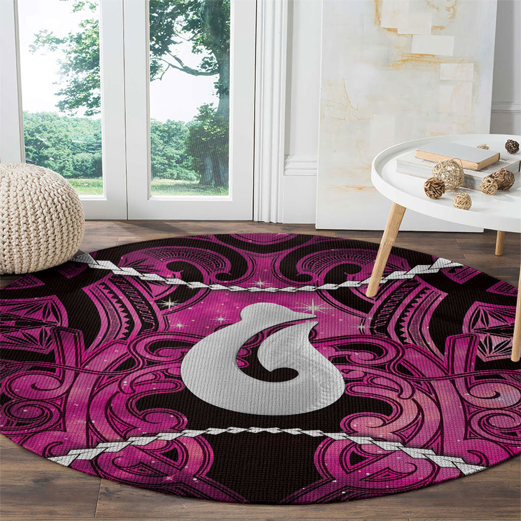 Maori Matariki Hei Matau Mawhero Round Carpet Maori Kowhaiwhai Pattern Galaxy