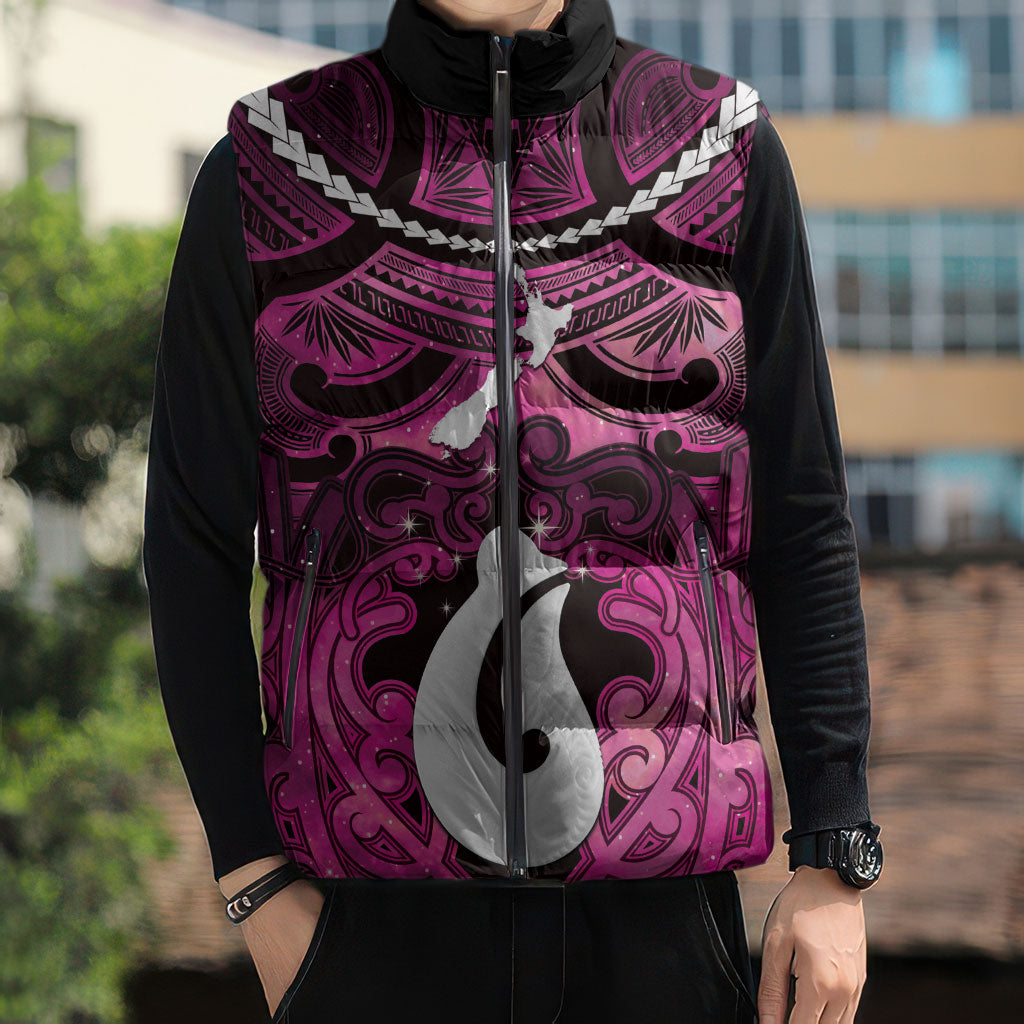 Personalised Maori Matariki Hei Matau Mawhero Sleeveless Puffer Jacket Maori Kowhaiwhai Pattern Galaxy