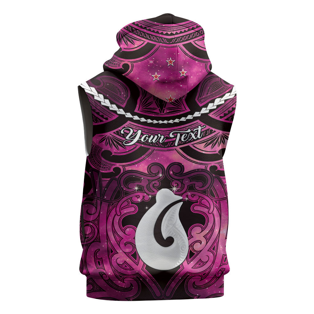 Personalised Maori Matariki Hei Matau Mawhero Sleeveless Zip Hoodie Maori Kowhaiwhai Pattern Galaxy