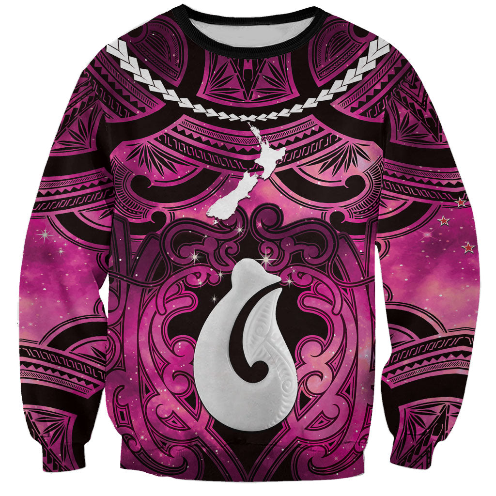 Personalised Maori Matariki Hei Matau Mawhero Sweatshirt Maori Kowhaiwhai Pattern Galaxy