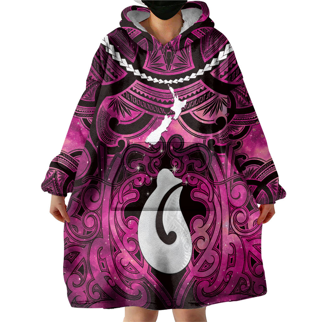 Personalised Maori Matariki Hei Matau Mawhero Wearable Blanket Hoodie Maori Kowhaiwhai Pattern Galaxy