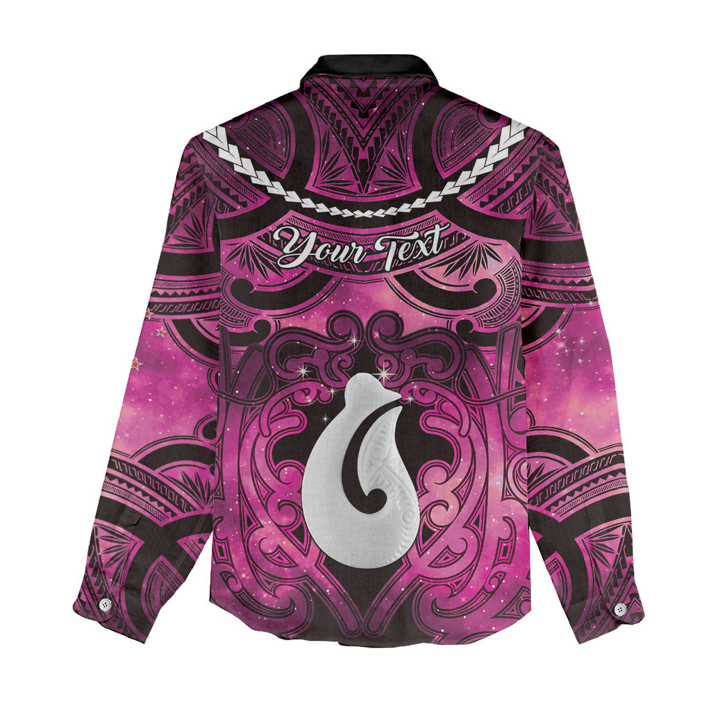 Personalised Maori Matariki Hei Matau Mawhero Women Casual Shirt Maori Kowhaiwhai Pattern Galaxy