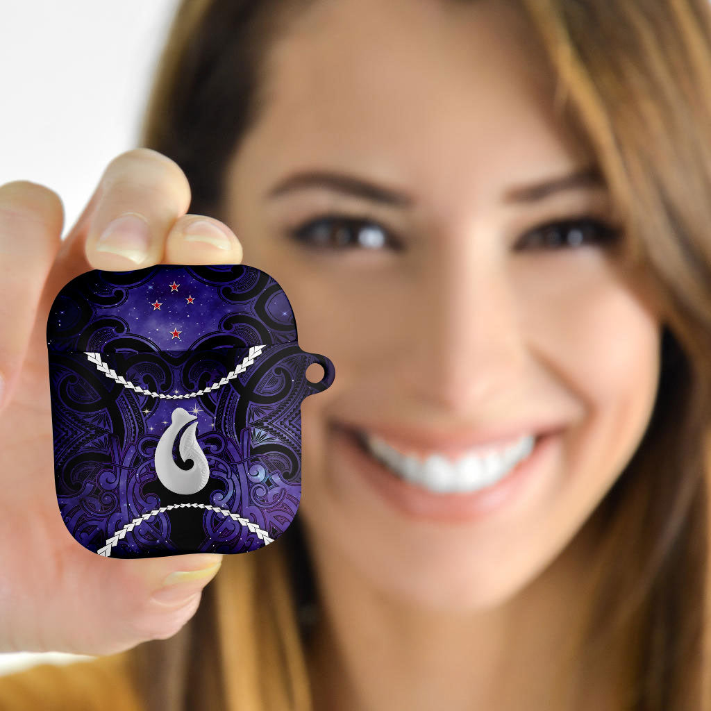 Maori Matariki Hei Matau Waiporoporo AirPods Case Maori Kowhaiwhai Pattern Galaxy