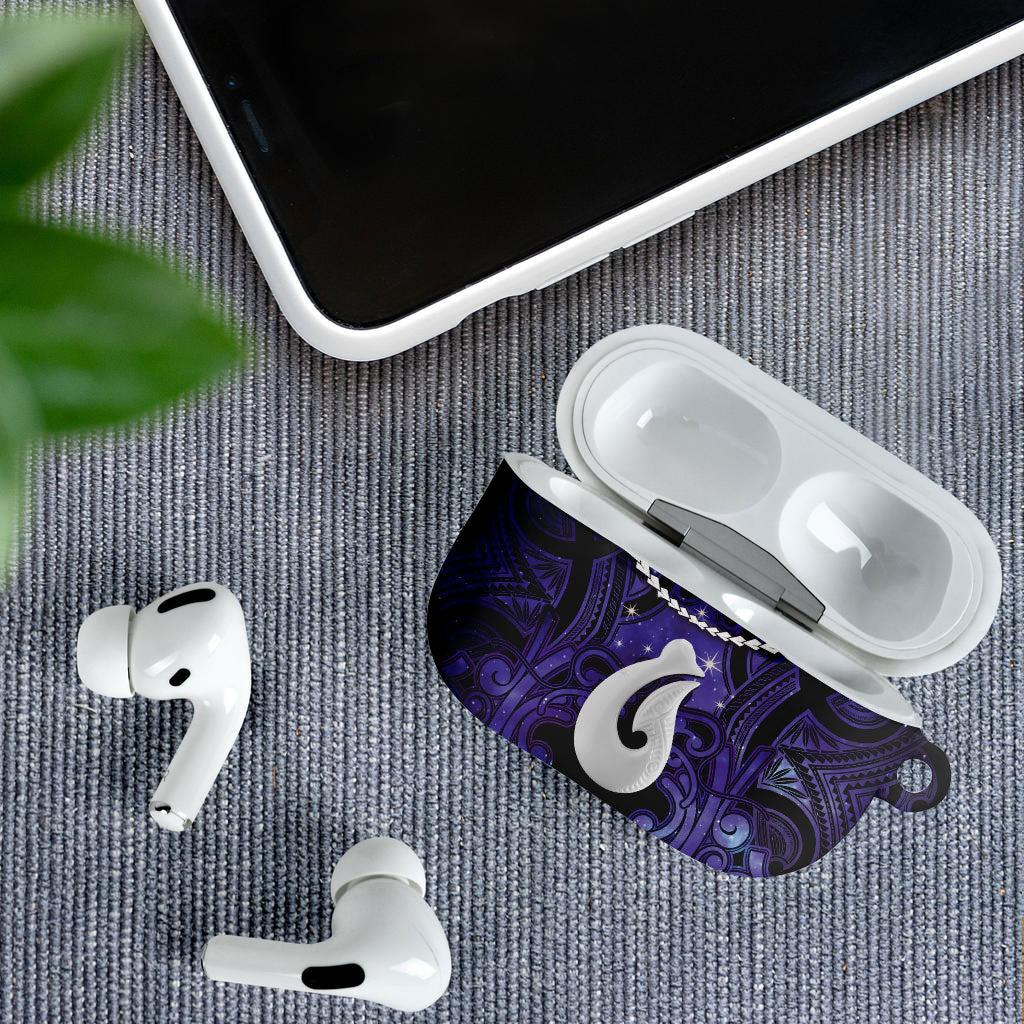 Maori Matariki Hei Matau Waiporoporo AirPods Case Maori Kowhaiwhai Pattern Galaxy